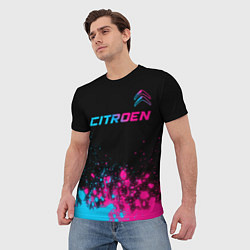 Футболка мужская Citroen - neon gradient: символ сверху, цвет: 3D-принт — фото 2