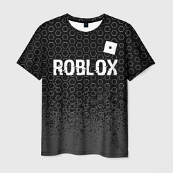 Футболка мужская Roblox glitch на темном фоне: символ сверху, цвет: 3D-принт