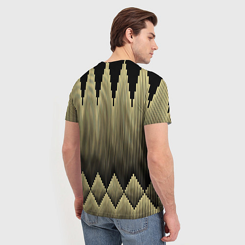 Мужская футболка Золотые ромбы на черном / 3D-принт – фото 4