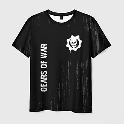 Мужская футболка Gears of War glitch на темном фоне: надпись, симво