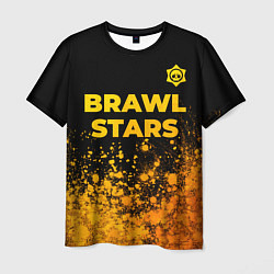 Мужская футболка Brawl Stars - gold gradient: символ сверху
