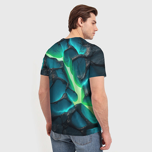 Мужская футболка Свечение из разлома плит / 3D-принт – фото 4