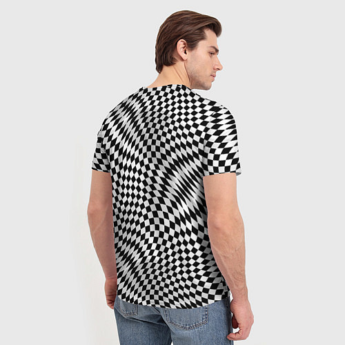 Мужская футболка Черно-белая шахматная иллюзия / 3D-принт – фото 4