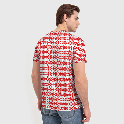 Мужская футболка Красно-белый батик / 3D-принт – фото 4