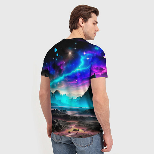 Мужская футболка Фантастическая планета космос / 3D-принт – фото 4