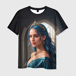 Мужская футболка Девушка принцесса с синими волосами