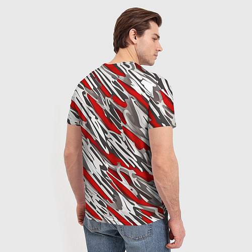 Мужская футболка Красные полосы за субстанцией / 3D-принт – фото 4