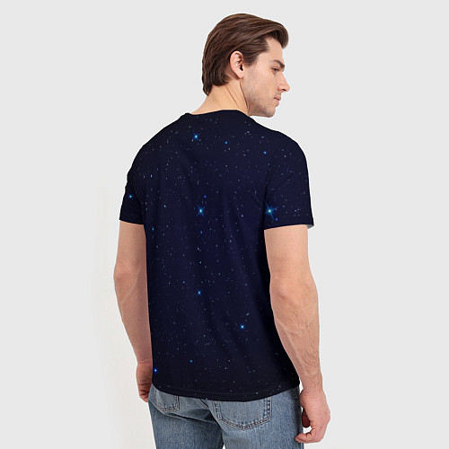 Мужская футболка Тёмный космос и синие звёзды / 3D-принт – фото 4