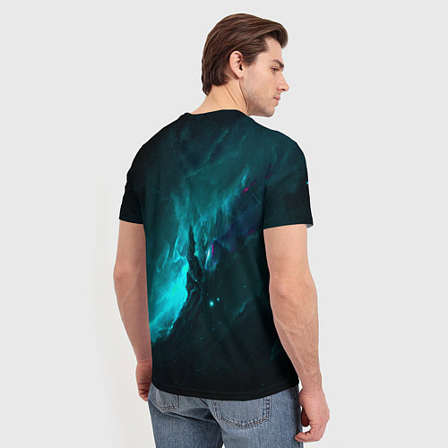 Мужская футболка Голубое свечение в космосе / 3D-принт – фото 4