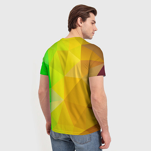 Мужская футболка Жёлто-зелёная геометрия / 3D-принт – фото 4