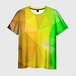 Футболка мужская Жёлто-зелёная геометрия, цвет: 3D-принт