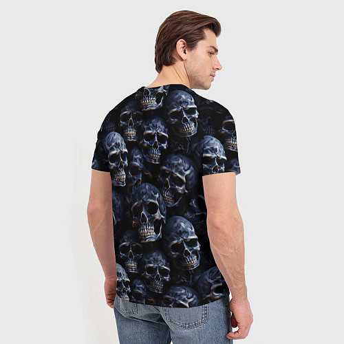 Мужская футболка Черные металлические черепа / 3D-принт – фото 4