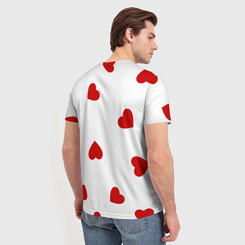 Мужская футболка Красные сердечки на белом / 3D-принт – фото 4