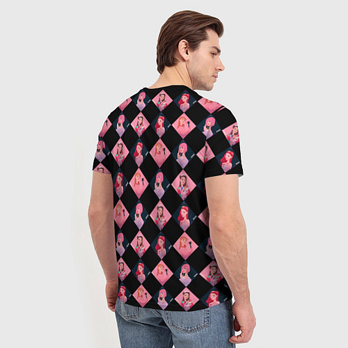 Мужская футболка Клеточка black pink / 3D-принт – фото 4