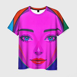 Мужская футболка Девушка с голубыми глазами и фиолетовым лицом