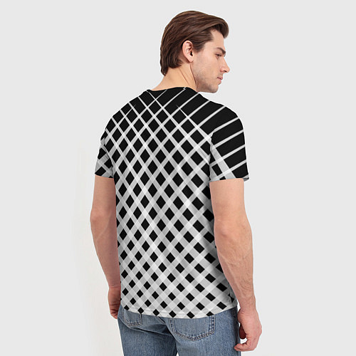 Мужская футболка Черно-белые ромбы и клетки / 3D-принт – фото 4