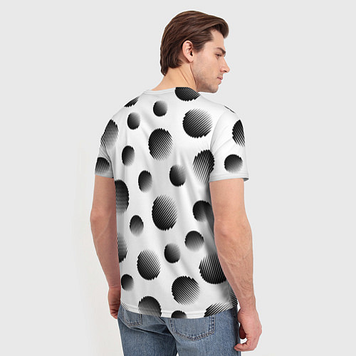 Мужская футболка Черные полосатые шары на белом / 3D-принт – фото 4