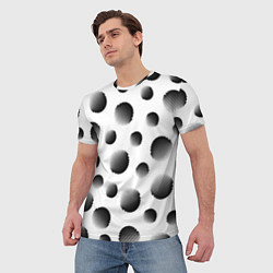 Футболка мужская Черные полосатые шары на белом, цвет: 3D-принт — фото 2