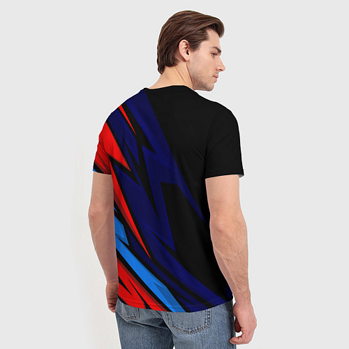 Мужская футболка BMW - m colors and black / 3D-принт – фото 4