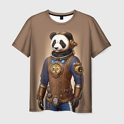 Мужская футболка Крутой панда в стиле стимпанк - нейросеть