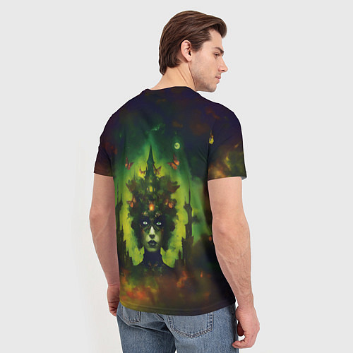 Мужская футболка Зеленая фантастическая ведьма с бабочками / 3D-принт – фото 4