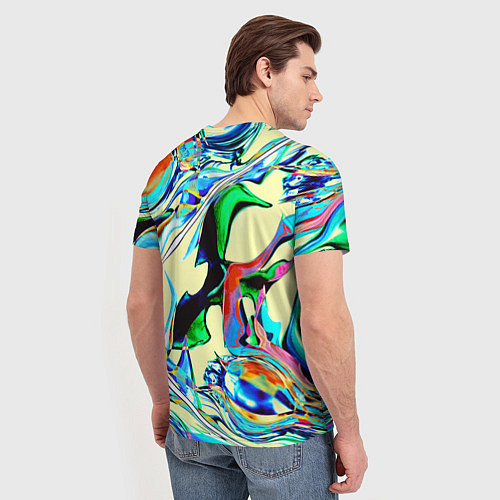 Мужская футболка Яркие абстрактные разводы / 3D-принт – фото 4