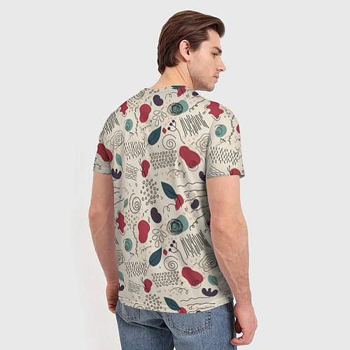 Мужская футболка Флоральная абстракция с пятнами / 3D-принт – фото 4