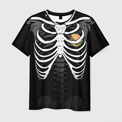 Футболка мужская Скелет: ребра и бургер, цвет: 3D-принт