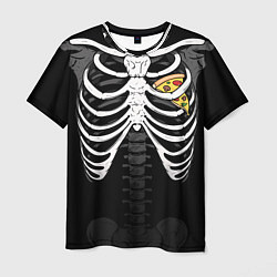 Мужская футболка Скелет: ребра с куском пиццы
