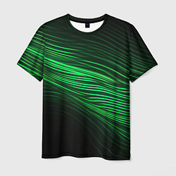 Мужская футболка Green neon lines
