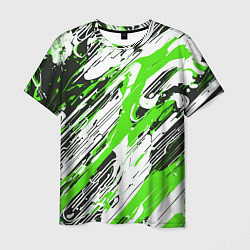 Мужская футболка Спонтанные брызги зелёные