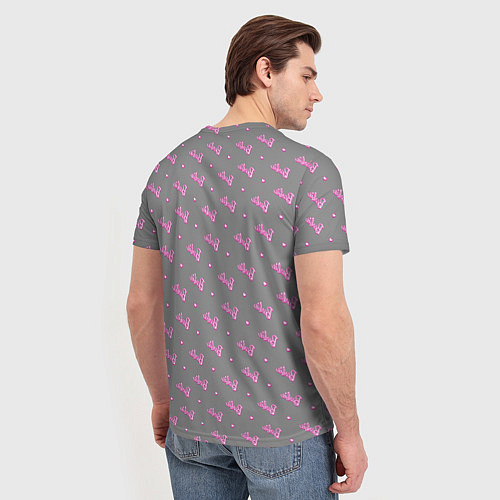Мужская футболка Паттерн - Барби и серый фон / 3D-принт – фото 4