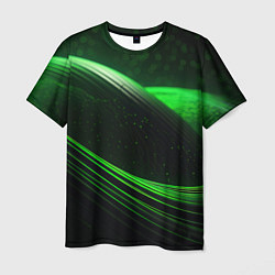 Футболка мужская Зеленые абстрактные волны, цвет: 3D-принт