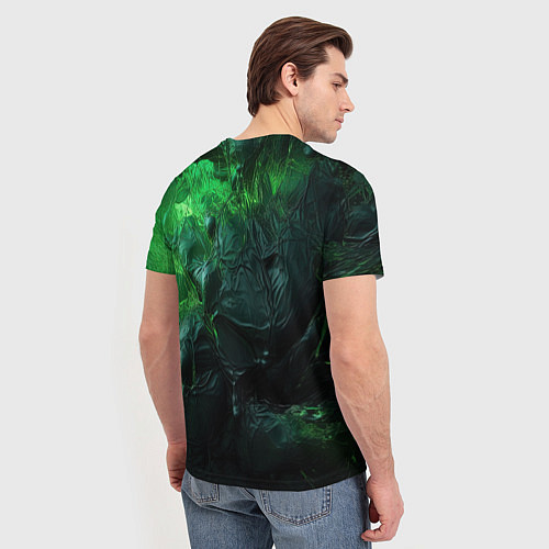 Мужская футболка Зеленая объемная текстура / 3D-принт – фото 4
