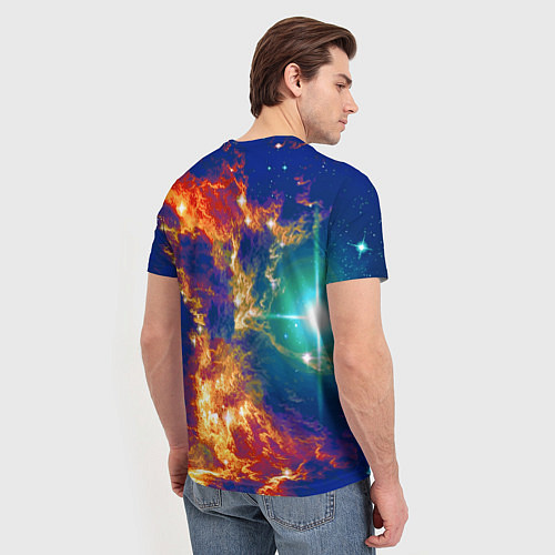 Мужская футболка Космический лев - неоновое свечение / 3D-принт – фото 4