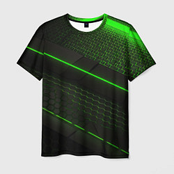 Мужская футболка Зеленая абстракция со светом