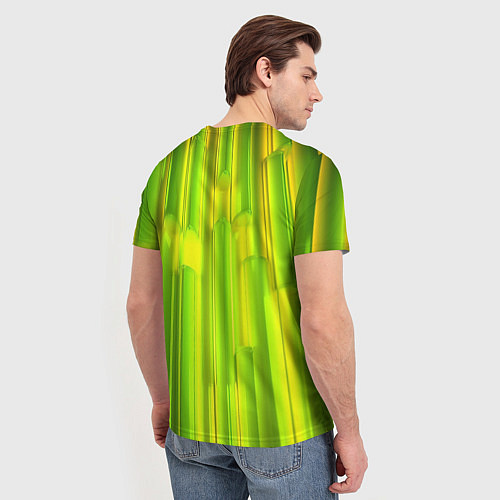 Мужская футболка Зеленые неоновые полосы / 3D-принт – фото 4