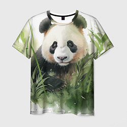 Мужская футболка Панда акварель
