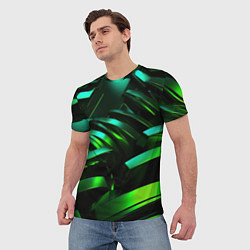 Футболка мужская Dark green abstract, цвет: 3D-принт — фото 2