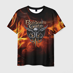 Мужская футболка Baldurs Gate 3 fire logo