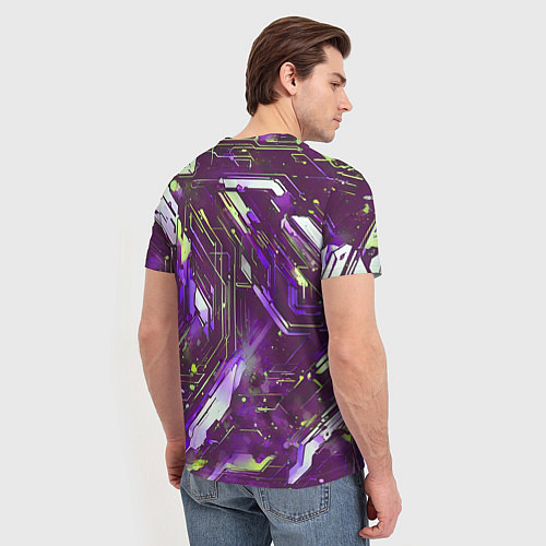 Мужская футболка Космические кибер схемы фиолетовые / 3D-принт – фото 4