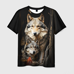 Мужская футболка Волчица с волчонком
