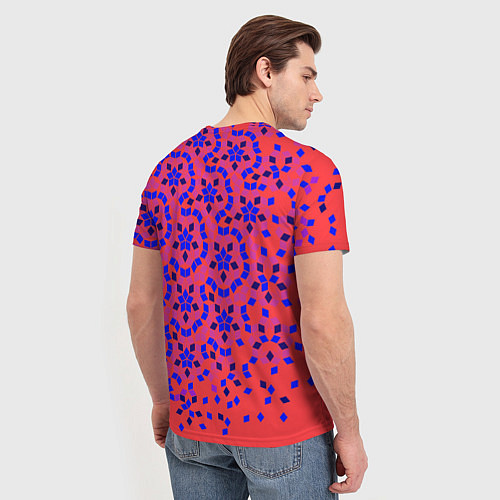Мужская футболка Мозаика Пенроуза в красно-синем контрасте / 3D-принт – фото 4