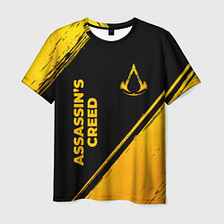 Мужская футболка Assassins Creed - gold gradient: надпись, символ