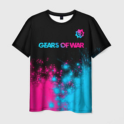 Мужская футболка Gears of War - neon gradient: символ сверху