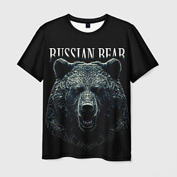 Мужская футболка Русский медведь на черном фоне
