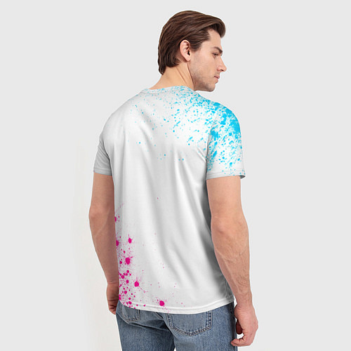 Мужская футболка Danganronpa neon gradient style: надпись, символ / 3D-принт – фото 4