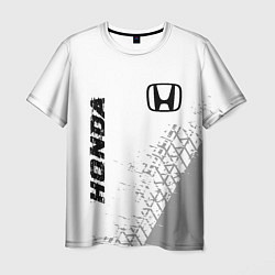 Мужская футболка Honda speed на светлом фоне со следами шин: надпис