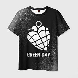 Мужская футболка Green Day glitch на темном фоне
