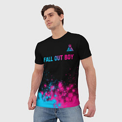Футболка мужская Fall Out Boy - neon gradient: символ сверху, цвет: 3D-принт — фото 2